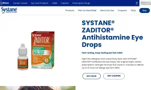 Krople do oczu Systane Zaditor z ketotifenem, skuteczne na **starazolin alergia** i swędzenie oczu, działają do 12 godzin.