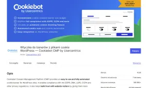 Wtyczka Cookiebot do WordPressa, automatyzująca banery z plikami cookie i zapewniająca zgodność z RODO.