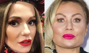 Monika Jarosińska i Doda w mocnym makijażu. Obie panie postawiły na wyraziste usta i podkreślone oczy.