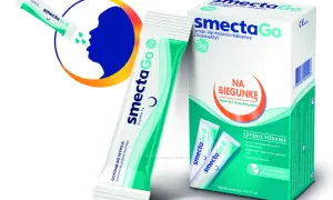 SmectaGo dla dzieci – gotowa do wypicia zawiesina o smaku karmelowo-kakaowym, która hamuje i leczy biegunkę.