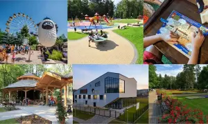 Rabka-Zdrój oferuje wiele atrakcji: wesołe miasteczko z diabelskim młynem, plac zabaw, teatr, park z kwiatami i drewnianą altaną.