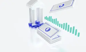 Bank, stos banknotów i wykres słupkowy symbolizują przejrzystość wynagrodzeń od kiedy.