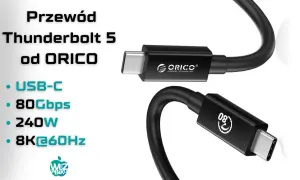 Kabel Thunderbolt 5 od ORICO z USB-C, 80Gbps, 240W i 8K@60Hz, spełniający najnowsze standardy USB C.