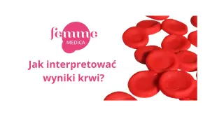 RBC morfologia co to jest? Czerwone krwinki na białym tle, obok tekst "Jak interpretować wyniki krwi?".