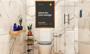 Nowoczesny plakat do łazienki do druku, z motywem geometrycznym i napisem "place for your design". Idealny do personalizacji wnętrza.