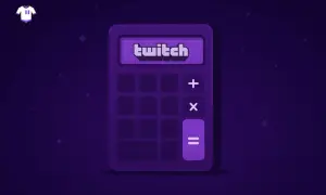 Taschenrechner mit Twitch-Logo. Hier wird berechnet, wie viel sind 100 Subs in Euro auf Twitch.
