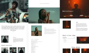 Artist website featuring photos, quotes, and an EPK (Electronic Press Kit) for Balistreri, showcasing their music and press.