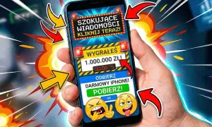 Chcesz wiedzieć, jak wyłączyć reklamy w telefonie? Ten ekran pokazuje fałszywe wygrane i darmowe iPhone'y, które często pojawiają się jako reklamy.