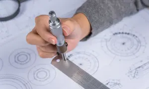 Precyzyjne pomiary na rysunku technicznym, kluczowe dla pisania programu CNC krok po kroku.