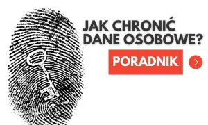 Odcisk palca z kluczem i napisem "Jak chronić dane osobowe? Poradnik".