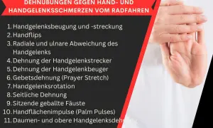 Schluss mit stechendem Schmerz im Handgelenk bei Drehbewegung! Liste mit Dehnübungen gegen Handgelenkschmerzen vom Radfahren.