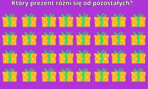 Test na spostrzegawczość: obrazki prezentów. Znajdź jeden inny!