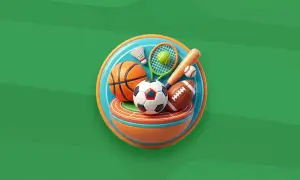 Un círculo con balones de fútbol, baloncesto, béisbol, americano, raqueta de tenis, volante y bate. ¡Todo listo para usar sports idioms!