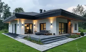 Jaką elewację wybrać do czarnego dachu i okien złoty dąb?