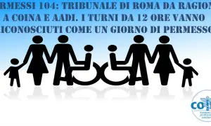 Famiglie con disabili e bambini. I permessi legge 104 con turni da 12 ore spettano come un giorno di permesso.