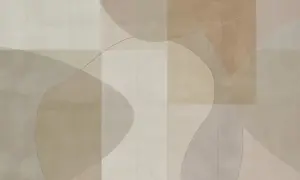 Abstrakcyjne, łagodne kształty i linie tworzą subtelne, obrazy symetryczne w odcieniach beżu i brązu.