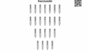 Diagramy palcowania dla melodii na flet prosty, pokazujące różne dźwięki.