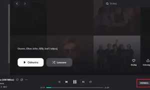 Ekran aplikacji muzycznej TIDAL z menu po lewej i okładkami albumów/artystów po prawej.