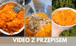 Tarta marchewka z jabłkiem w miseczce, w trakcie przygotowania.
