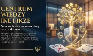 Drzewo życia z monetami symbolizuje wzrost kapitału. Centrum Wiedzy IKE i IKZE oferuje oszczędzanie na emeryturę bez podatków, pomagając zbudować potężny fundusz emerytalny.