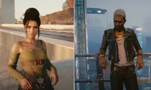 Kobieta i mężczyzna w stylu cyberpunk. Czy to początek ich romansu w Cyberpunk 2077?
