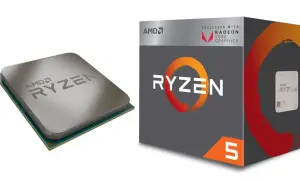 AMD Ryzen 5 2400G Prozessor mit Radeon Vega Grafik und Verpackung.