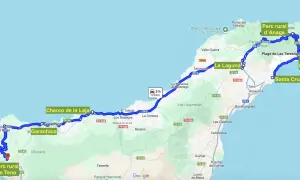 Carte des **activités à découvrir** à **Tenerife** : route de Garachico à Santa Cruz, passant par La Laguna et le Parc rural d'Anaga.