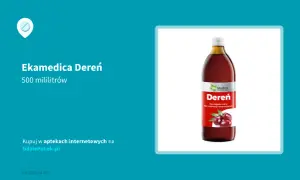 Sok z derenia właściwości: butelka 500 ml Eko Medica Deren, bez dodatku cukru i konserwantów.