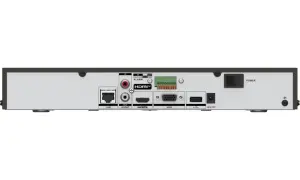 Tył rejestratora z portami LAN, HDMI, VGA, USB, zasilania i alarmu. Potrzebujesz go do konfiguracji Hik-Connect, wpisz kod weryfikacyjny.
