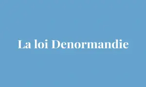 Texte blanc sur fond bleu : "La loi Denormandie 2024".