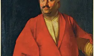 Portret mężczyzny w czerwonym żupanie i żółtej kamizelce. Czy to sarmata?