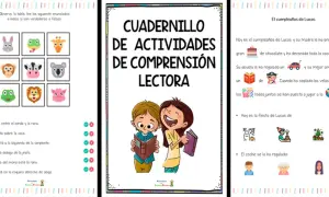 Cuadernillo de actividades de comprensión lectora para niños con ejercicios de animales y un cuento sobre el cumpleaños de Lucas.