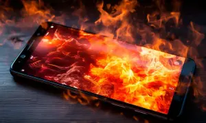 Un móvil ardiendo en llamas, parece que mi móvil se calienta demasiado.