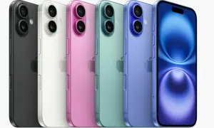 Rząd kolorowych iPhone'ów, od czarnego po niebieski. Zastanawiasz się, czy potrzebny jest antywirus na iPhone'a?