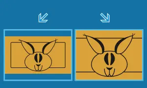 Deux lapins stylisés, l'un dans un cadre rectangulaire, l'autre sans. Le `svg preserveaspectratio` montre comment l'image s'adapte.