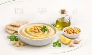 Pyszny hummus z ciecierzycą, oliwą i cytryną. Odkryj jego bogate hummus wartości odżywcze.
