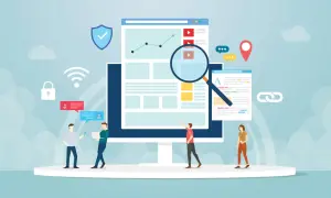 Personas analizan un gráfico de crecimiento en pantalla, mostrando cómo funciona el tráfico orgánico.