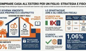 Scissione diritti reali (usufrutto/nuda proprietà) per tutelare i diritti dei figli sulla casa dei genitori all'estero.
