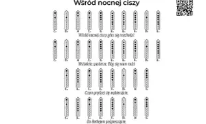 Chwyty na flet prosty do kolędy "Wśród nocnej ciszy". Diagramy palcowania nut.