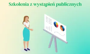 Kobieta prezentuje dane na tablicy podczas szkoleń z wystąpień publicznych.