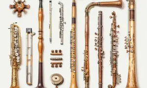 Kolekcja zabytkowych instrumentów dętych, od saksofonu po klarnet, prezentuje kunszt dawnych rzemieślników.