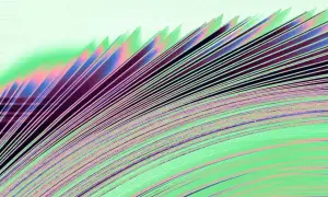 Lignes colorées formant un éventail, évoquant des pages d'un livre ouvert. Le **taille papier g** est ici sublimé par des teintes vives.