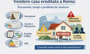 Vendere casa ereditata a Roma: successione, catasto, pratiche edilizie, APE, errori catastali, differenze urbanistiche, conflitti tra eredi. Costo accettazione eredità vendita immobile.