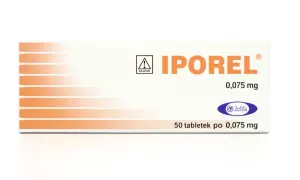 Opakowanie leku IPOREL 0,075 mg, 50 tabletek, stosowanego jako lek na obniżenie tętna.