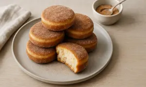 En hög med fluffiga krabbelurer, pudrade med socker och kanel. Ett perfekt recept för fikat!