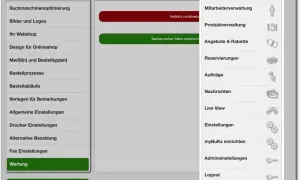 Admin-Menü mit Optionen wie "Wartung" und "myBuKs einrichten". Hier können Sie gdpdu daten sichern und verwalten.