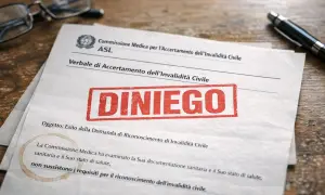 Verbale ASL con timbro "DINIEGO". Cosa significa revisione no INPS? Il documento attesta la mancata sussistenza dei requisiti per l'invalidità civile.