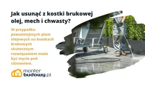 Mycie pod ciśnieniem to skuteczne rozwiązanie, gdy zastanawiasz się, czym wyczyścić kostkę brukową z oleju, mchu i chwastów.