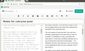 Notatki w aplikacji Laverna, tworzone są notatki o "calcurse post".