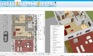 Planen Sie die Raumaufteilung Ihres Hauses mit dieser 3D-Software. Sehen Sie Grundrisse und 3D-Ansichten.